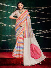 Check Printed Chanderi Saree